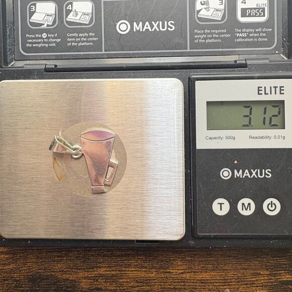 VTG Solid Sterling Silver 925 Megaphone Horn Charm Pendant Size 1" Length - Picture 10 of 11